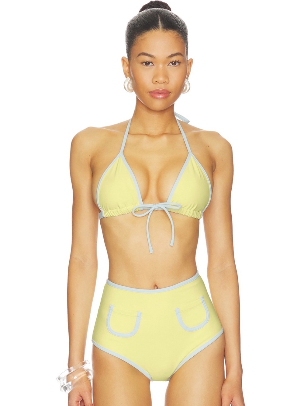 Montce x Elsa Hosk Polly Yellow Triangle Bikini Set BNWT Size S